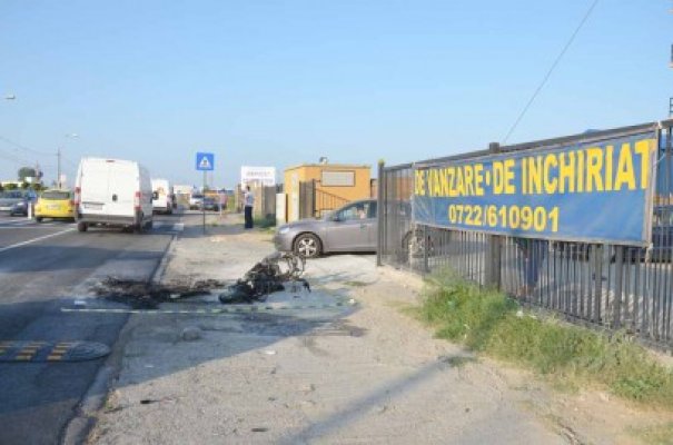 Băut, a provocat un accident rutier la Maritimo: mopedul i s-a făcut scrum